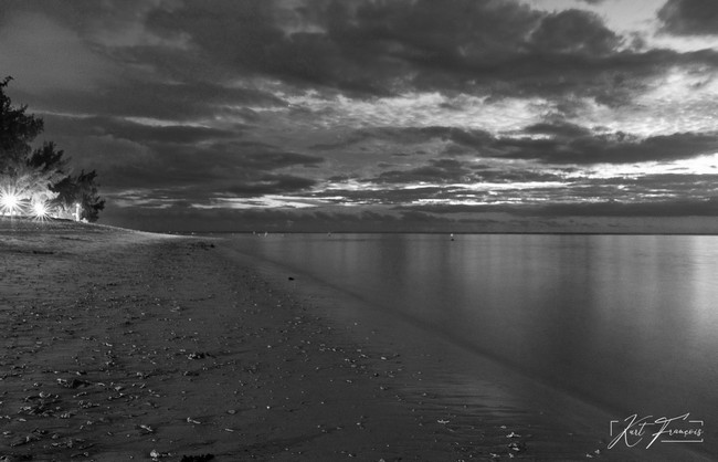 Long exposure photo of the sea with A7s of Flic en Flac beach in Mauritius at night