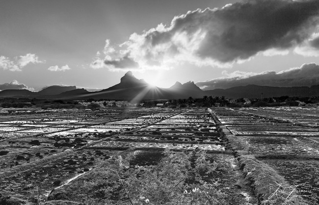 Les Salines in Tamarin - Sunrise HDR Photography with Mountain Rempart
